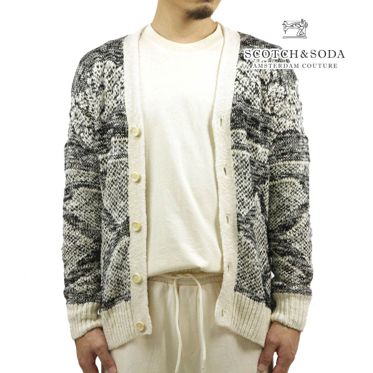 スコッチアンドソーダ メンズ セーター 正規販売店 SCOTCH＆SODA ジャガードニット カーディガン RELAXED JACQUARD SWEATER CARDIGAN 162406 0217 COMBO A