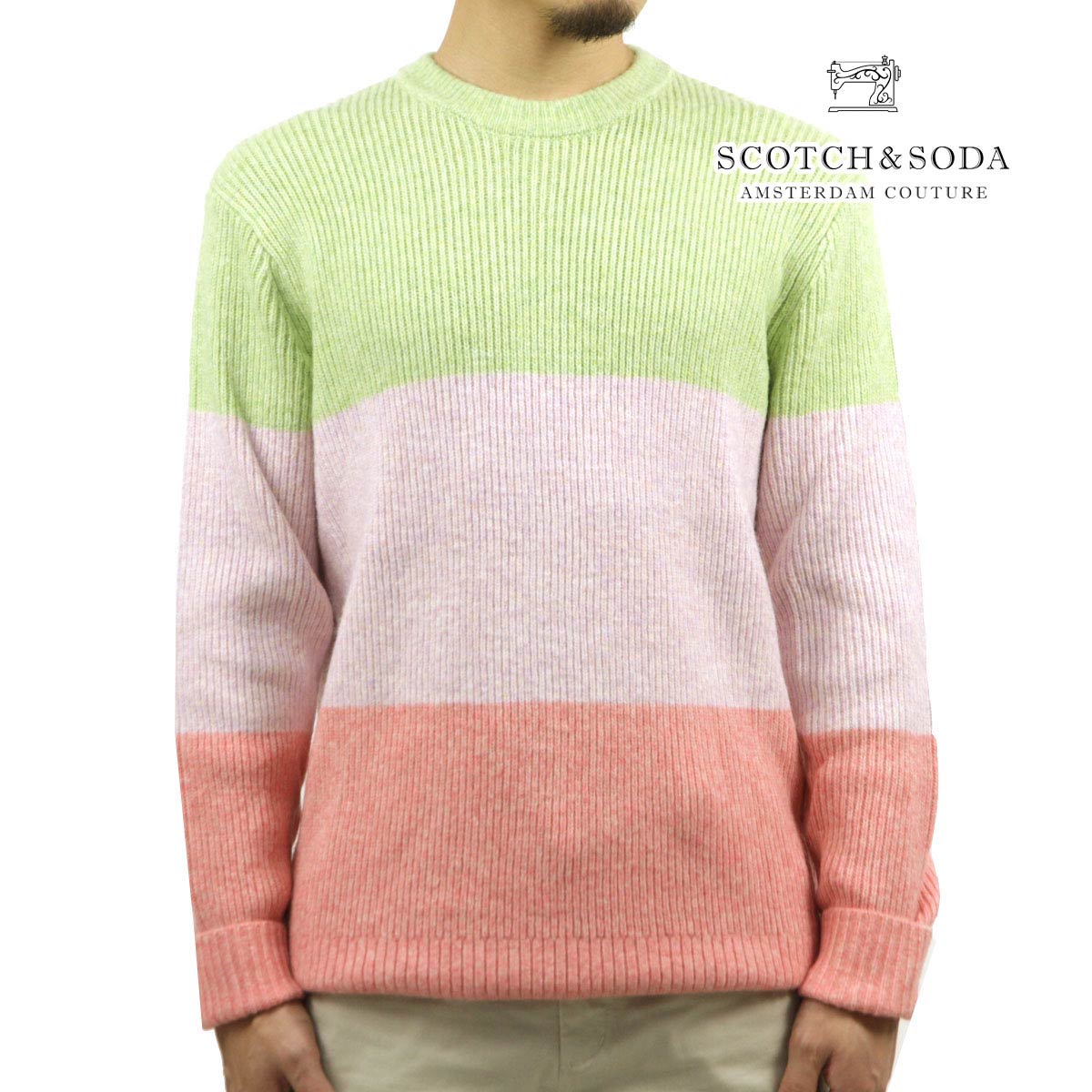 【ポイント10倍 7/19 20:00~7/26 1:59】 スコッチアンドソーダ メンズ セーター 正規販売店 SCOTCH&SODA クルーネック プルオーバー ニット COLOURBLOCK RIB KNIT PULLOVER CONTAINS ALPACA WOOL 164003 0217 COMBO A|ブランド品セレクトショップ MIXON