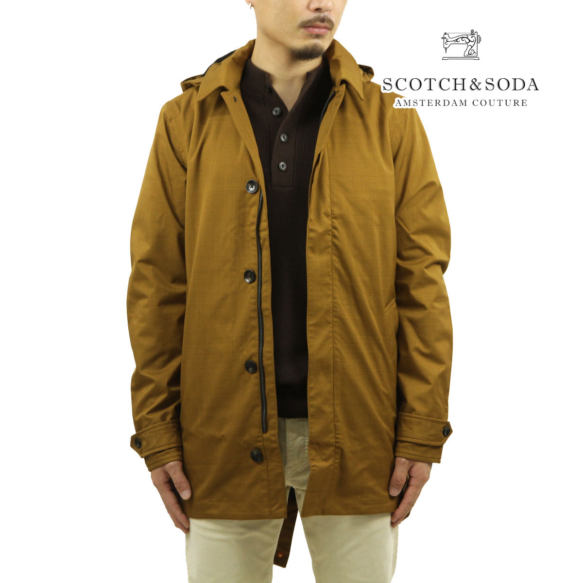 【ポイント10倍 7/19 20:00～7/26 1:59】 スコッチアンドソーダ メンズ モッズコート 正規販売店 SCOTCH＆SODA アウター ジャケット コート WATER-PROOF TAPED-SEAM TRENCH PARKA 163268 4212 TABACCO MELANGE｜ブランド品セレクトショップ MIXON