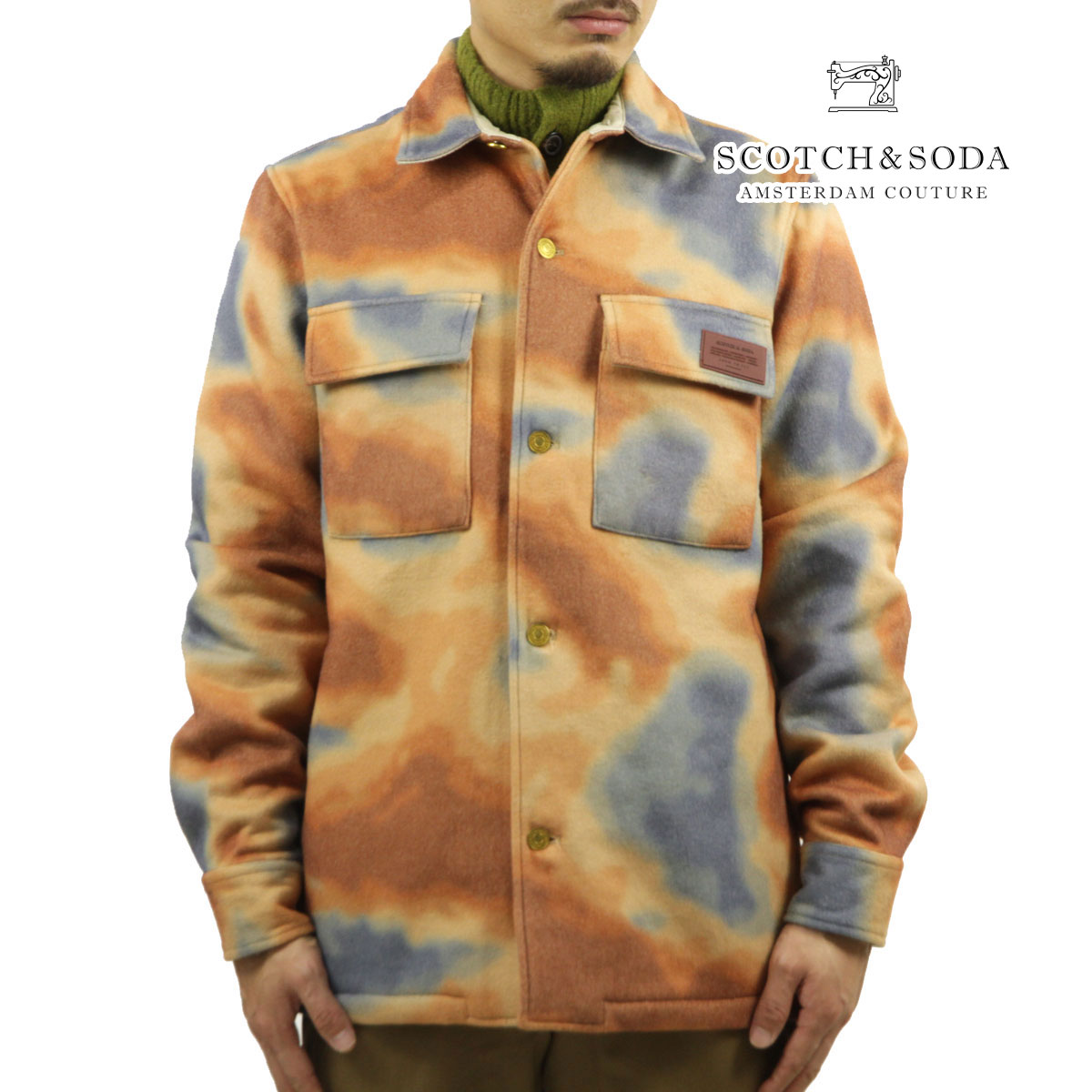 スコッチアンドソーダ メンズ プルオーバー上衣 置き目売りわたす店 SCOTCH＆SODA アウター 長袖 名取り草落ちこむ PRINTED OVERSHIRT CONTAINS 163277 0217 COMBO A 父の日 差し上げ物 ラッピング