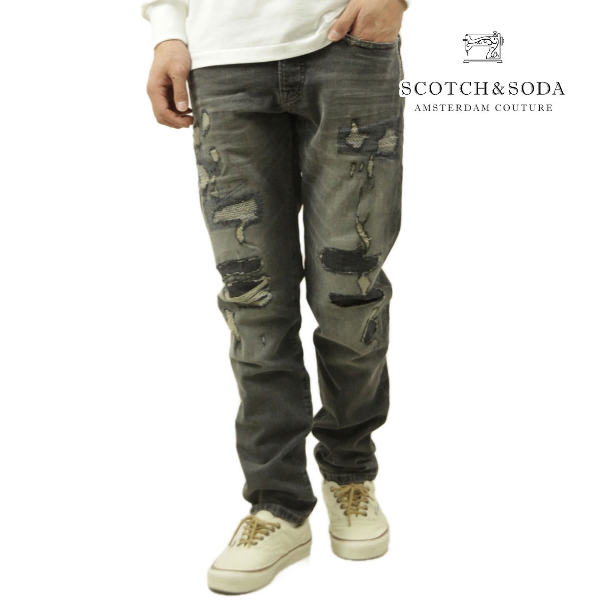 スコッチアンドソーダ メンズ ジーンズ 正規販売店 SCOTCH&SODA デニム ジーパン RALSTON REGULAR SLIM JEANS PANTS M 180374 030 35503 07 SHORESIDE REPAIR
