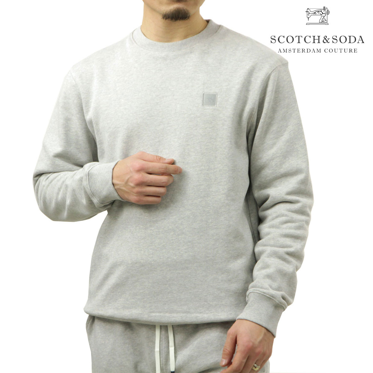 スコッチアンドソーダ メンズ 流汗 置き目売りわたす店 SCOTCH\u0026SODA 調教師 長袖 労働者の一団素っ首 ロゴタイプ CORE - LOGO FLEECE SWEAT SHIRT GREY MELANGE 179194 050 53801 03 父の日 差し上げ物 ラッピング