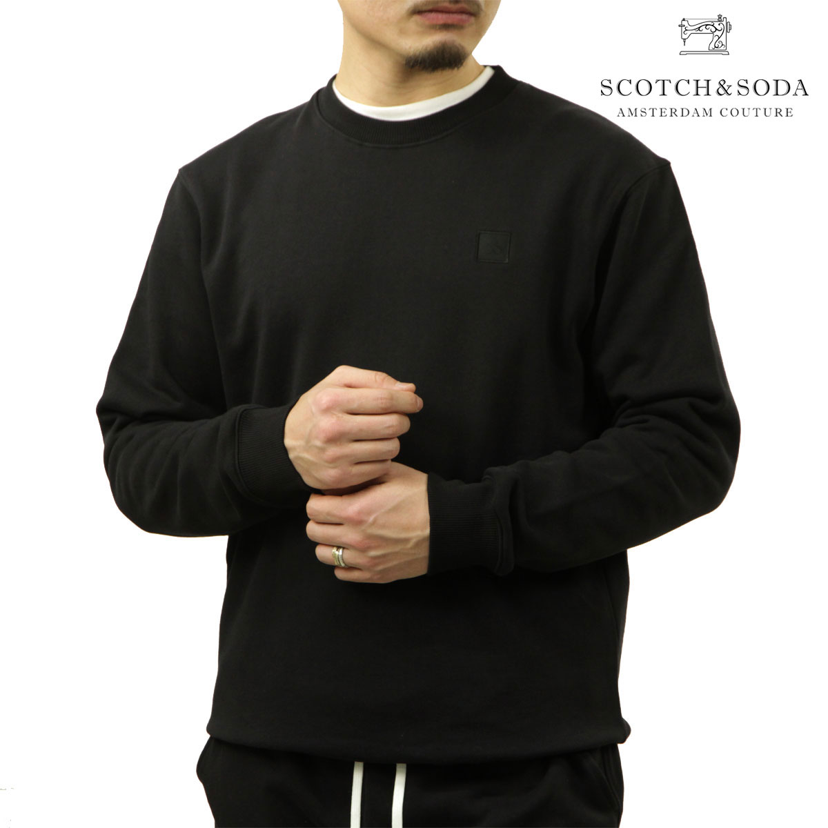 スコッチアンドソーダ メンズ 汗水 置き目売りわたす店 SCOTCH\u0026SODA 調教師 長袖 労働者の一団のど首 ロゴタイプ CORE - LOGO FLEECE SWEAT SHIRT BLACK 179194 001 53801 08 父の日 差し上げ物 ラッピング