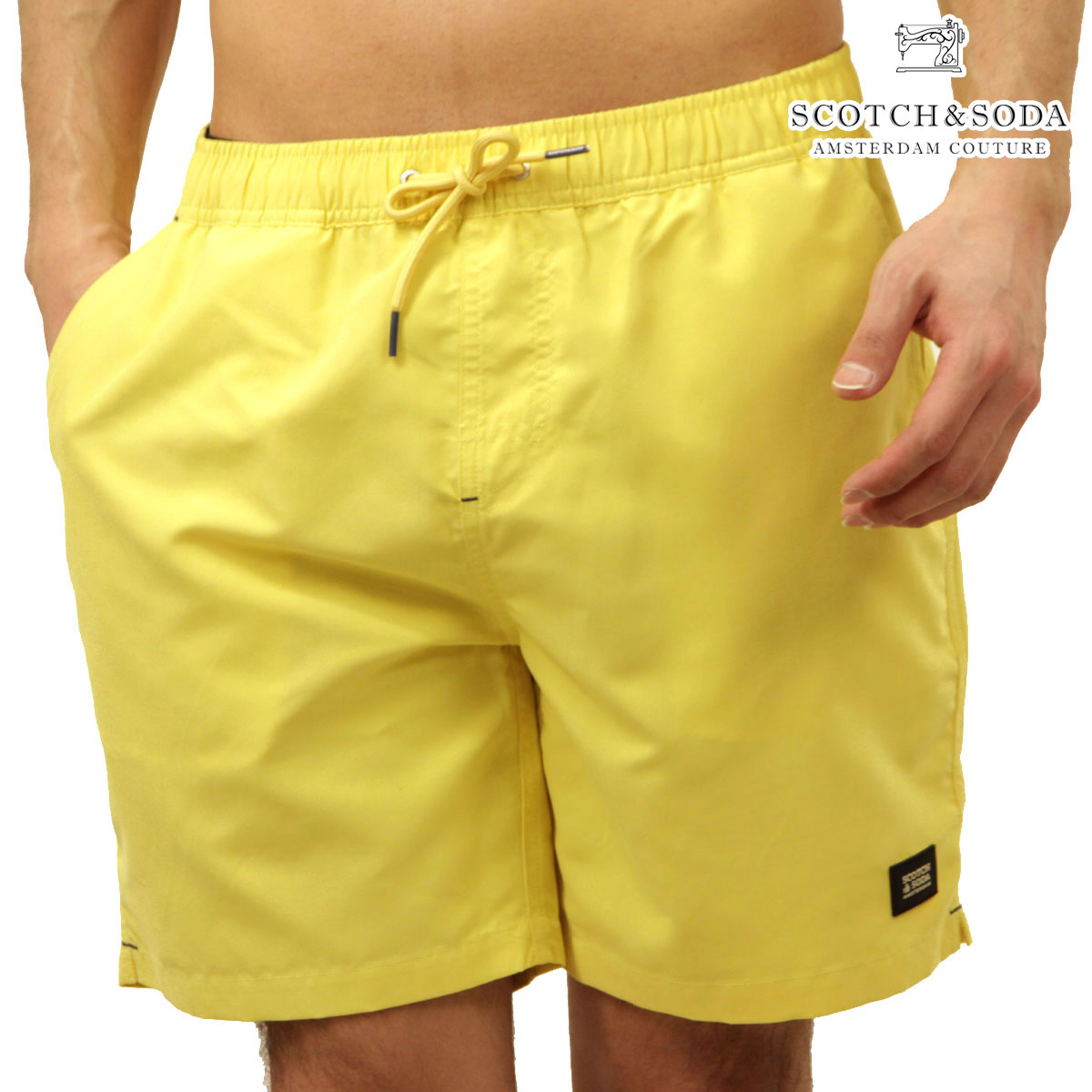 スコッチアンドソーダ メンズ スイムパンツ 正規販売店 SCOTCH&SODA 水着 トランクス型 SOLID MID LENGTH SWIM SHORT PANTS RAFFIA 182197 720 58800 40