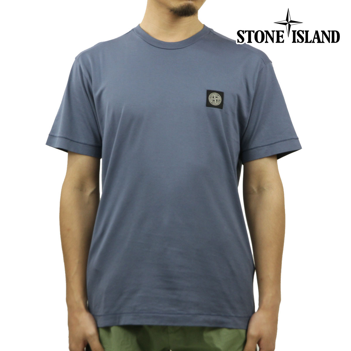 ストーンアイランド メンズ 半袖Tシャツ 正規品 STONE ISLAND クルーネック ロゴ Tシャツ 60/2 COTTON JERSEY SHORT SLEEVE T-SHIRT 2100039 S0013 BLUE GREY