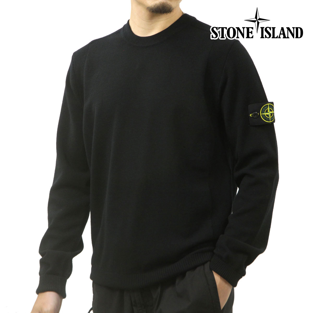 【ポイント10倍 4/14 20:00～4/17 9:59】 ストーンアイランド メンズ セーター 正規品 STONE ISLAND クルーネック ウール ニット STONE ISLAND STRETCH RWS WOOL CREW NECK SWEATER K2S15 5100001 S00A1 V0029 BLACK