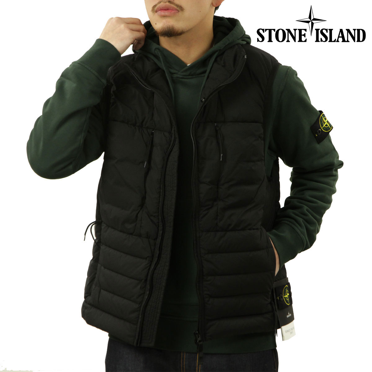 ストーンアイランド メンズ ダウンベスト 正規品 STONE ISLAND アウター ナイロン STONE ISLAND SEAMLESS TUNNEL NYLON DOWN-TC VEST K2S15 G100004 S0183 V0029 BLACK