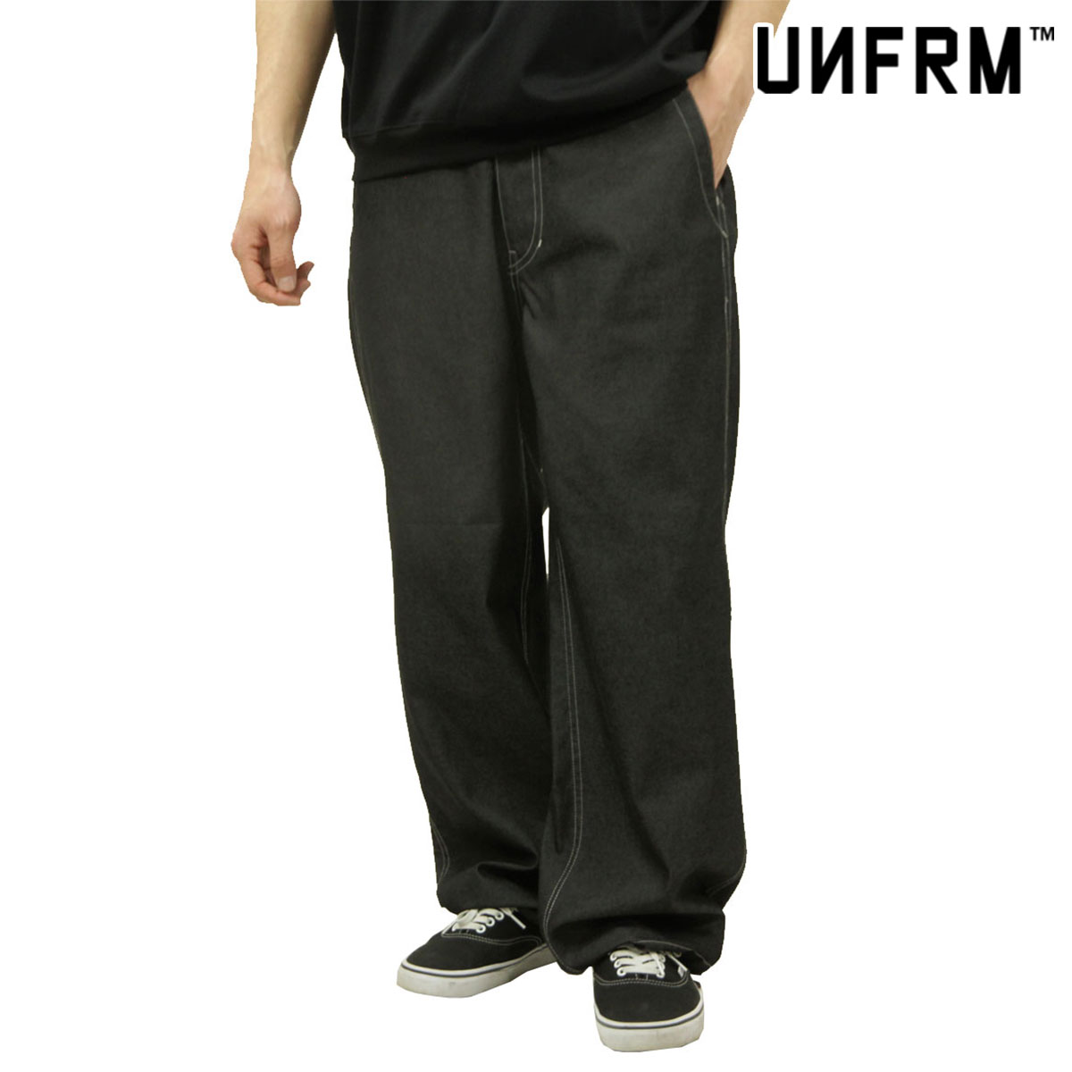 ユニフォーム アウトドア スタンダード メンズ ジーンズ 正規販売店 UNFRM OUTDOOR STANDARD ボトムス ワイドパンツ デニム ECOPET C/P TECH DENIM FIELD WIDE PANTS MADE IN JAPAN SS-3599-BK2 BLACK