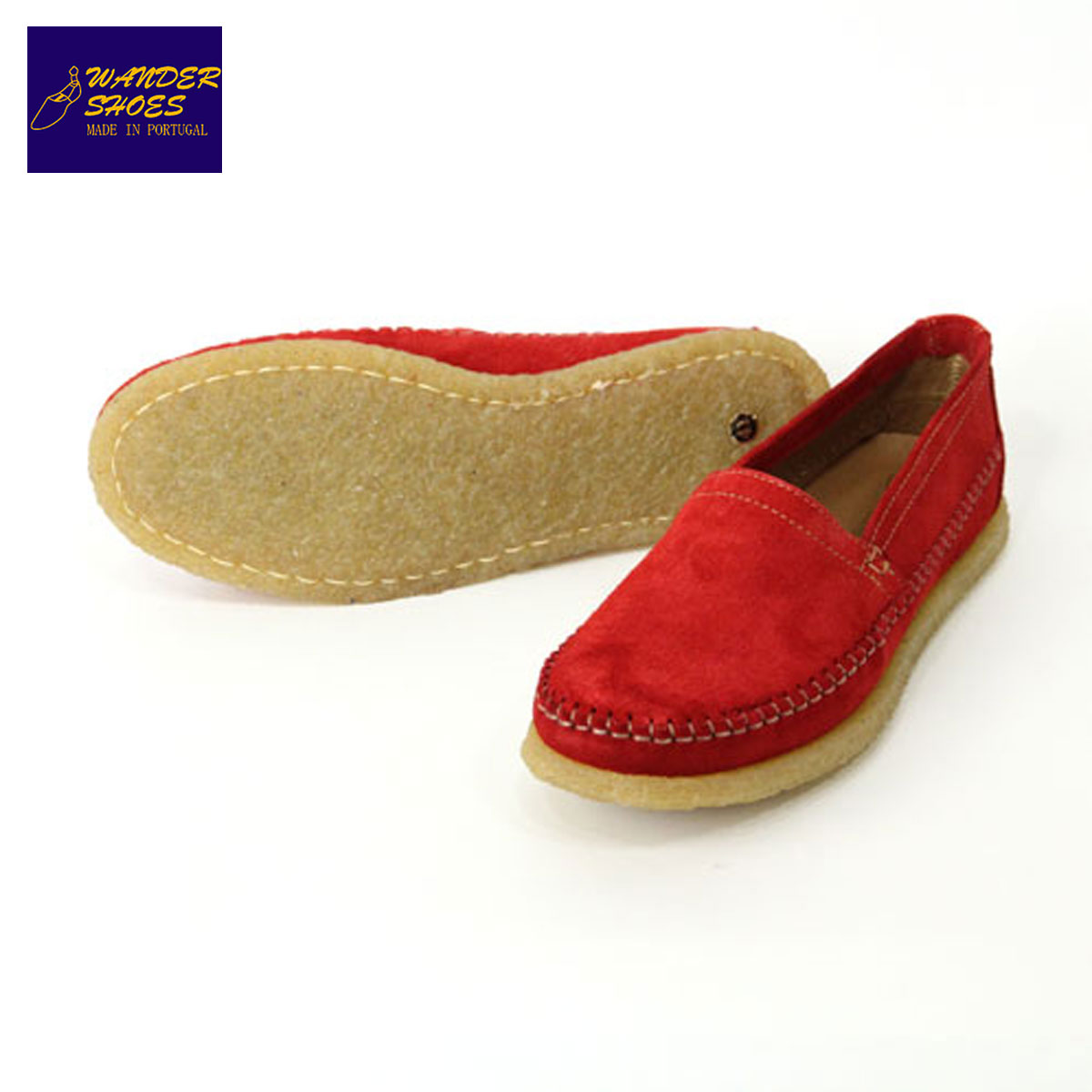 30%OFF割引き販売 【売りわたす継続期間 7/4 20:00～7/11 1:59】 ワンダーシューズ WANDER SHOES 定め事売りわたす店 SLIP ON 4530 CREPE SUEDE RED D15S25