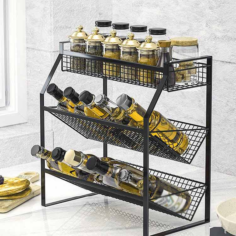楽天市場 調味料ラック キッチンラック 調味料収納 調味料スタンド キッチン収納 スパイスラック 3段 お酒 飲料 収納棚 浴室収納 シャンプーラック 斜めラック 防錆 組み立て不要 収納力抜群 大容量 おしゃれ 北欧 Miyabi99 楽天市場店