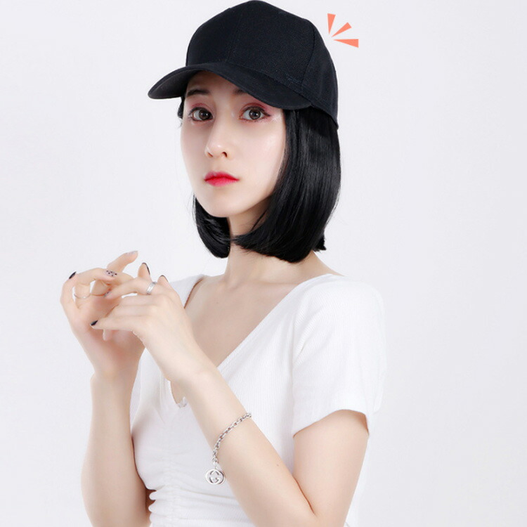 楽天市場 ウィッグ帽子 かつら キャップ付き ウィッグ ショート ボブ レディース 自然 髪付き帽子 ストレート 帽子付きウィッグ 被るだけ 夏用 通気性 小顔 Miyabi99 楽天市場店