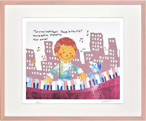【はりたつお】 【音楽と子供】「デュエット」 絵画 アートパネル インテリア 額装品 プレゼント 四つ切