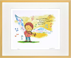 【はりたつお】 【音楽と子供】「バイオリン」 絵画 アートパネル インテリア 額装品 プレゼント 四つ切