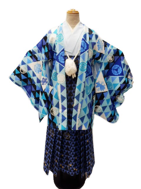【レンタル】小学生 卒業式 袴 男の子 紋付き袴 フルセット 往復送料無料 ブルーno7 24,750円