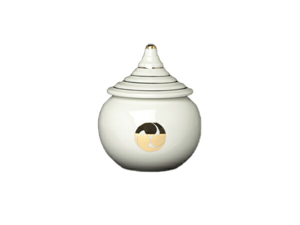 【 伊勢 宮忠 】【 水玉 金紋入 【巴紋】 4寸 】幅12.4cm 高さ14.9cm 神棚 神具 金紋入り 神祭具 土器 金紋 紋入り お供え 神饌 水器 水 セトモノ 瀬戸物 陶器