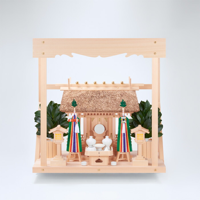【 伊勢 宮忠 】【 神棚 書き割り 】  K-10+神棚板（中）+雲板（中）+神具フルセット