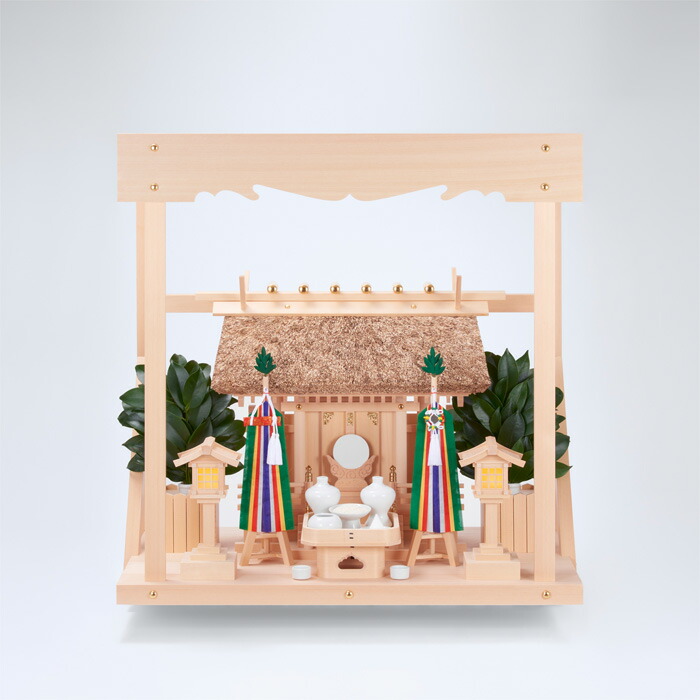 【 伊勢 宮忠 】【 神棚 書き割り 】  K-11+神棚板（中）+雲板（中）+神具フルセット