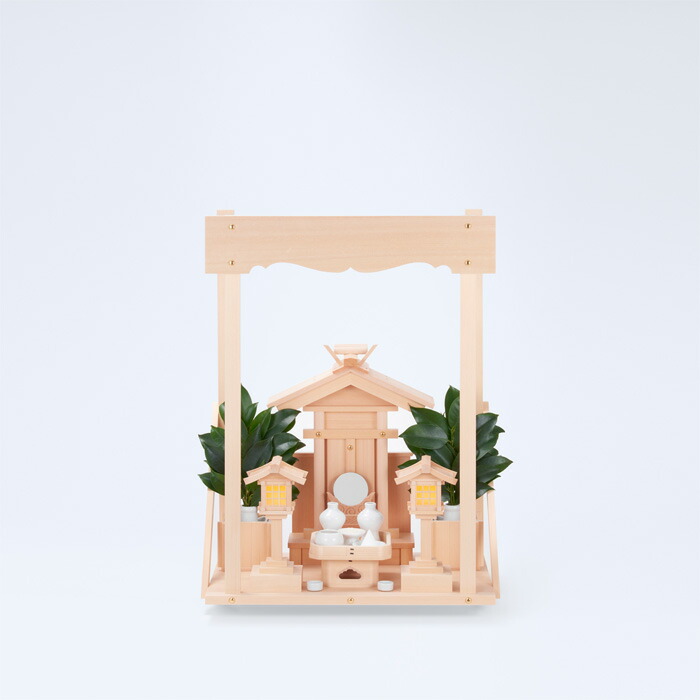 【 伊勢 宮忠 】【 神棚 セット 】 I-12+神棚板（小）+神具ハーフセット