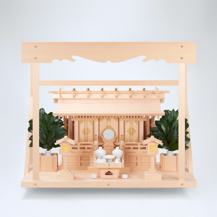 【 伊勢 宮忠 】【 神棚 セット 】 I-7+神棚板（大）+神具ハーフセット