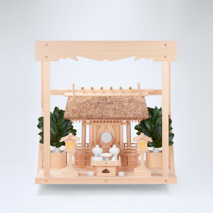 【 伊勢 宮忠 】【 神棚 書き割り 】  K-10+神棚板（中）+雲板（中）+神具二分の一書き割り