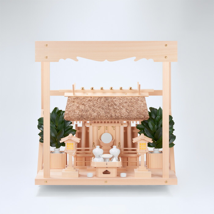 【 伊勢 宮忠 】【 神棚 書き割り 】  K-11+神棚板（中）+雲板（中）+神具二分の一書き割り