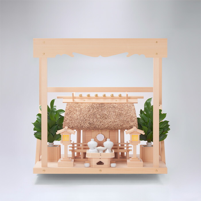 【 伊勢 宮忠 】【 神棚 セット 】 K-3'+神棚板(中)+雲板(中)+神具ハーフセット|神棚 神具 製造販売 伊勢 宮忠