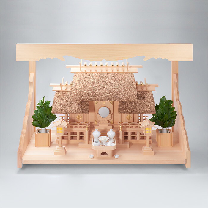 【 伊勢 宮忠 】【 神棚 セット 】 K-4+神棚板（持送式 雲板付）+神具ハーフセット