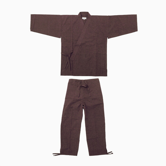 作務衣 久留米綿紬織 上下一組 （男性用） （茶） No.30 15,975円
