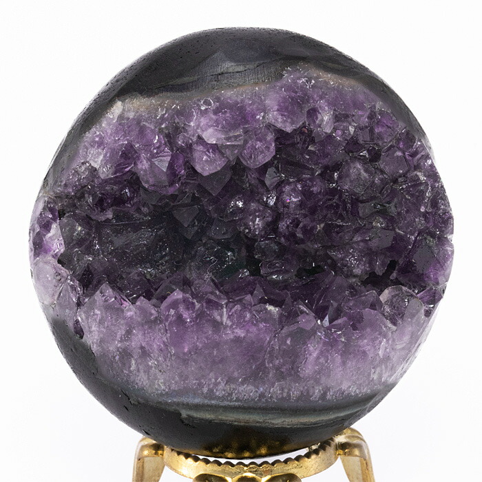 アメジスト クラスター 笑口 スフィア　台座付き 一点物】アメジスト 笑口 丸玉 003 (台座付き) / Thida Stone