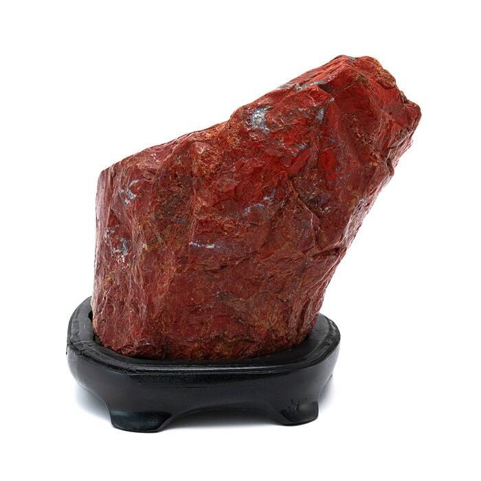 佐渡石、赤色水石 木製台座付き 佐渡赤玉石(木製台座付き)