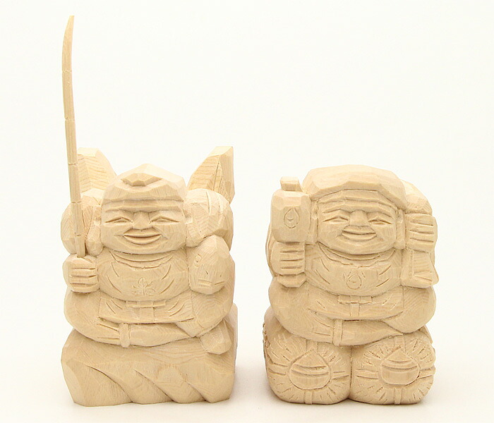 えびす様・大黒様 二福神像(上彫3寸)|神棚 神具 製造販売 伊勢 宮忠