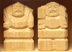 えびす様・大黒様 二福神像(並彫4寸) 神棚-日用品雑貨・文房具・手芸