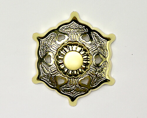 【 伊勢 宮忠 】【 六葉金具 真鍮本金鍍金 1寸5分 】神棚 神具 金具 錺金具 飾金具 飾り金具 釘隠し 神棚用金具 真鍮製 代用鍍金