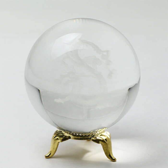 【百貨店SALE】【10%off】 【 伊勢 宮忠 】 【 水晶球龍 中 】 水晶硝子 硝子 石英 龍 琉璃 球龍 レーザ レーザ刻みつける 玉 神棚