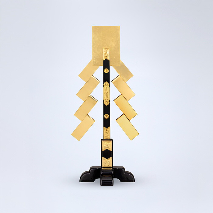 【 伊勢 宮忠 】【 金幣 切下型筒型十字台 串高45cm 】総高60cm 足長21cm 神棚 神具 切り下げ 金銀 紙垂 しで お祀り 祀り まつり|神棚 神具 製造販売 伊勢 宮忠