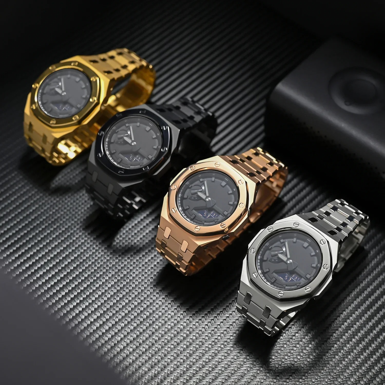腕時計ベルト ステンレス G-SHOCK 互換 GA-2100 GA-2110 GBA2100 GEN4 GEN5 対応 ステンレス ベゼル ストラップ 自分で 交換 修理 自宅で簡単