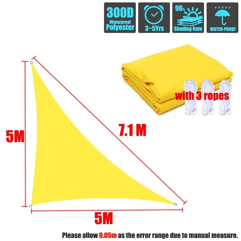 お取り寄せ タープ 庭 日よけ サンシェード 目隠し おしゃれ 三角形 紫外線 丈夫 イエロー 5x5x7 1 M Paigebird Com