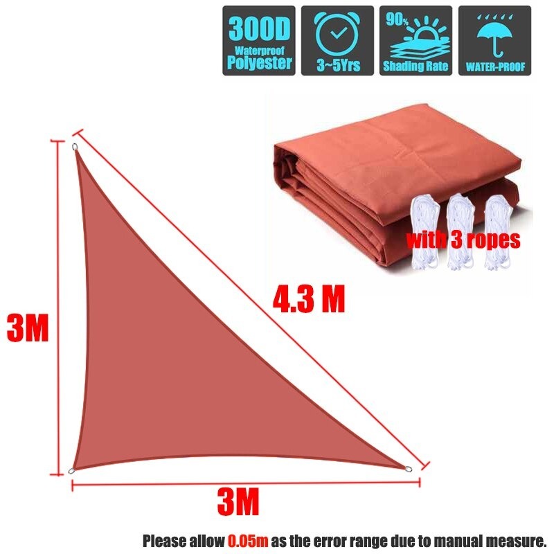お取り寄せ タープ 庭 日よけ サンシェード 目隠し おしゃれ 三角形 紫外線 丈夫 レンガ色 3x3x4 3 M Psicologosancora Es