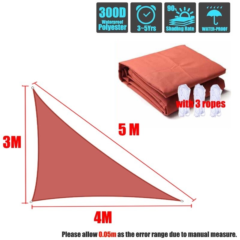 お取り寄せ タープ 庭 日よけ サンシェード 目隠し おしゃれ 三角形 紫外線 丈夫 レンガ色 3x4x5 M septicin Com