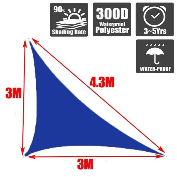 お取り寄せ タープ 庭 日よけ サンシェード 目隠し おしゃれ 三角形 紫外線 丈夫 ブルー 3x3x4 3 M Sfeah Com