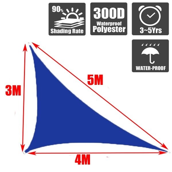 お取り寄せ タープ 庭 日よけ サンシェード 目隠し おしゃれ 三角形 紫外線 丈夫 ブルー 3x4x5 M Psicologosancora Es