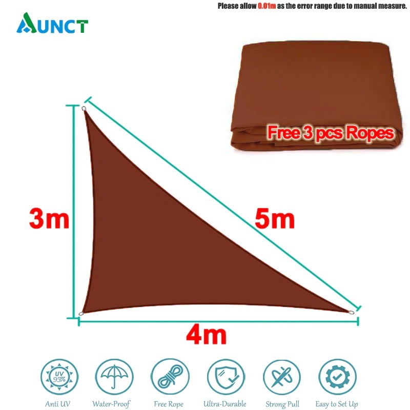 お取り寄せ タープ 庭 日よけ サンシェード 目隠し おしゃれ 三角形 紫外線 丈夫 ブラウン 3x4x5 M Butlerchimneys Com