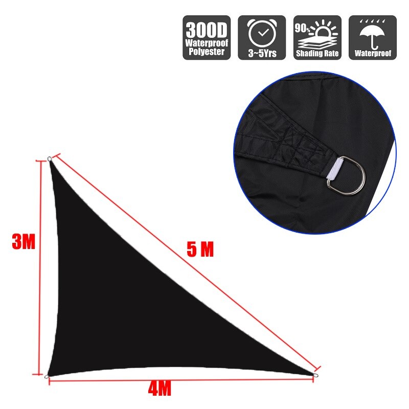 お取り寄せ タープ 庭 日よけ サンシェード 目隠し おしゃれ 三角形 紫外線 丈夫 ブラック 3x4x5 M Psicologosancora Es
