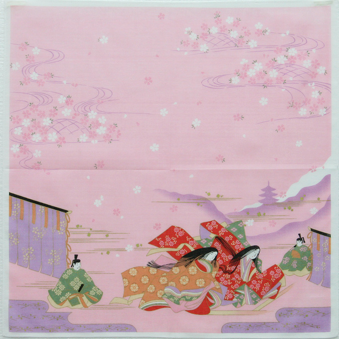日本みやげ 和風ハンカチ 紫式部物語 源氏絵巻 日本製