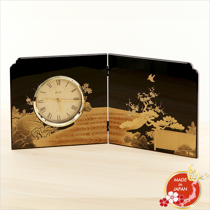 【全品ポイント3倍!SALE開催中!5/5迄】会津塗 屏風時計 初音 漆器 日本製 日本土産 外国人向け 日本みやげ 和 小物 法人の方への贈り物 海外ギフト お祝いの品に最適 プレゼント お歳暮 漆器の屏風時計 蒔絵 和室 おしゃれ プレゼント和雑貨記念品 置時計