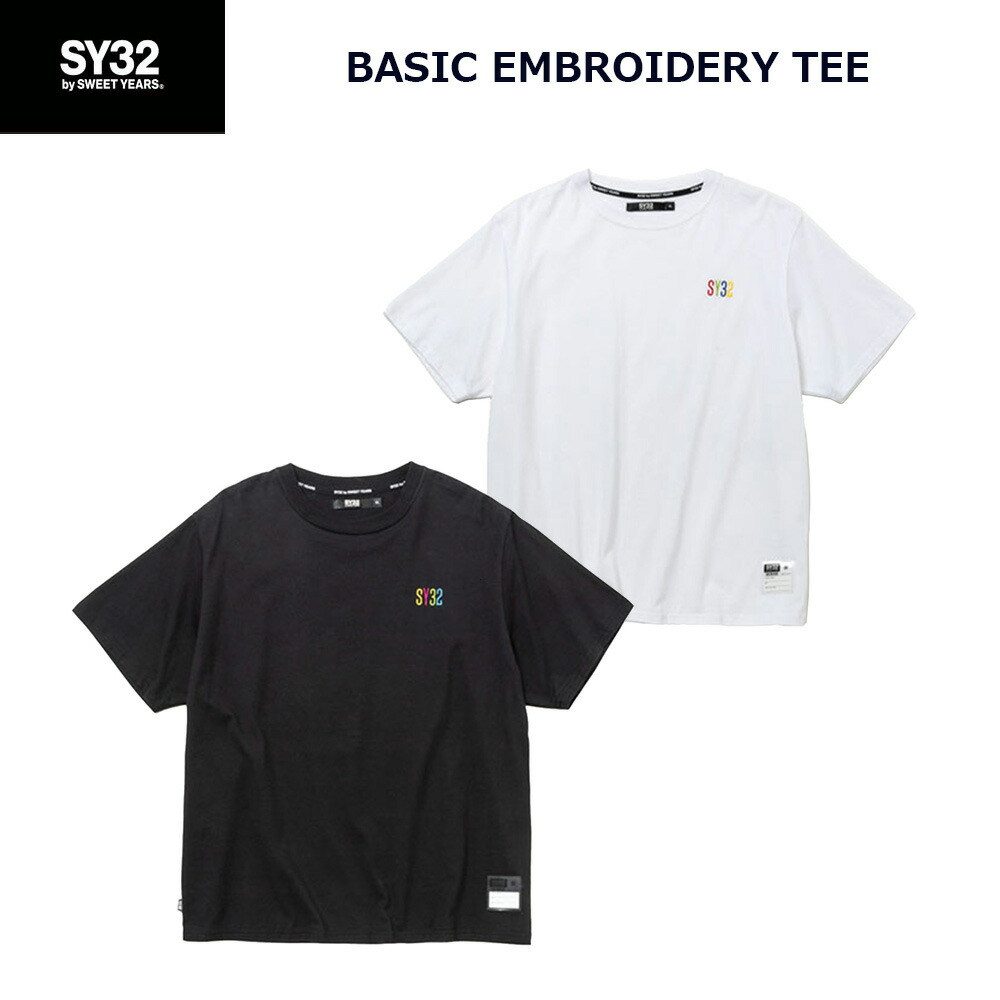 SY32 Tシャツ メンズ ベーシック エンブロイダリー ティー 14157J-W BASIC EMBROIDERY TEE ブラック/マルチ ホワイト/マルチ M L XL XXL エスワイサーティトゥバイスィートイヤーズ