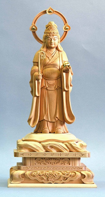 七面天偶像 桧材 板目仕上 締め高 1.25尺 （38糎）