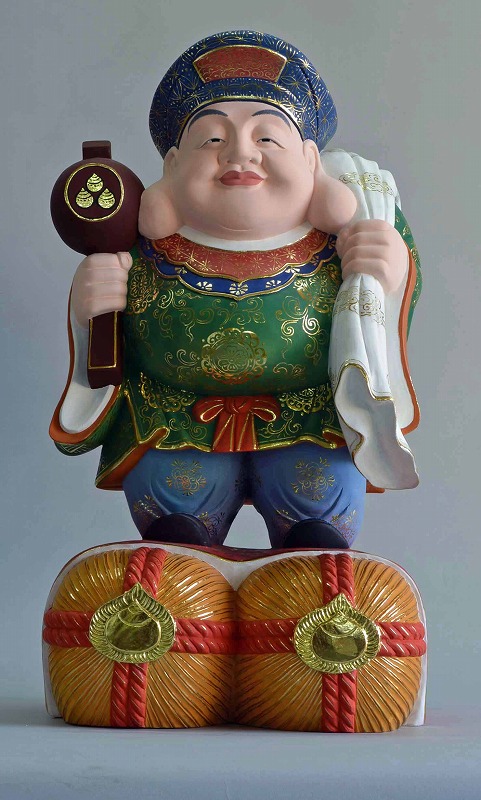大黒天像  締め高 1.8尺 （55糎）極彩色入眼