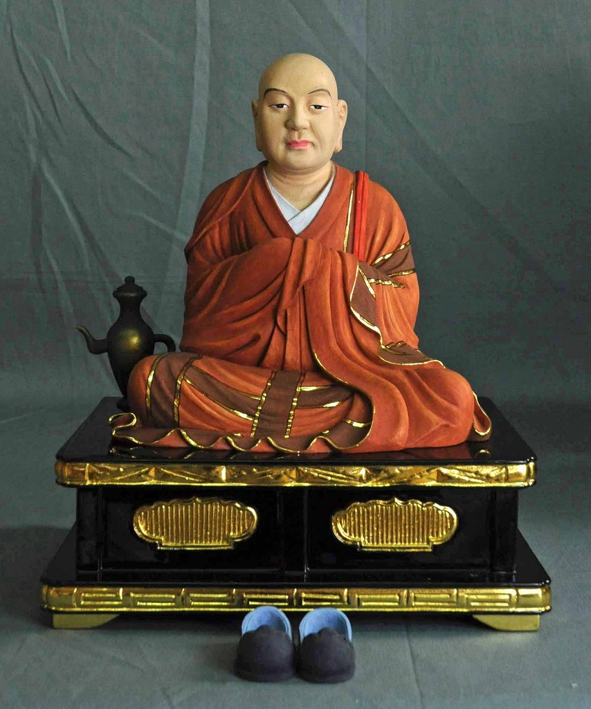 真言八祖像 桧材 パステル色仕上締め高25.5ｃｍ m）八体一組