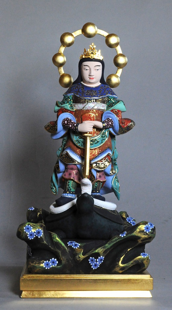 北辰妙見菩薩立像 桧材 極彩色仕上げ総高 1.2尺 (36cm)|みやこ仏像